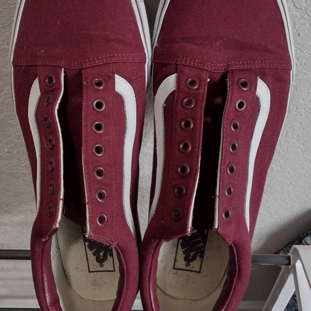Maroon Vans No Laces